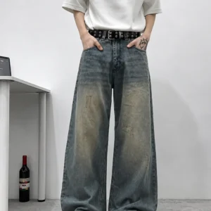 Teal Bronze Baggy Wide Leg Jeans